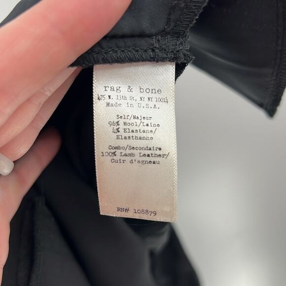 Rag & Bone Women's Wool with leather trip pants - Black - 8 - Picture 7 of 9